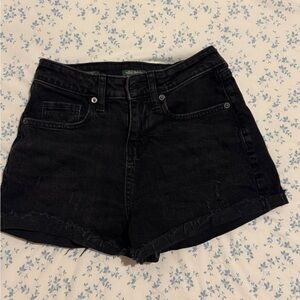Womens Mid rise black denim shorts